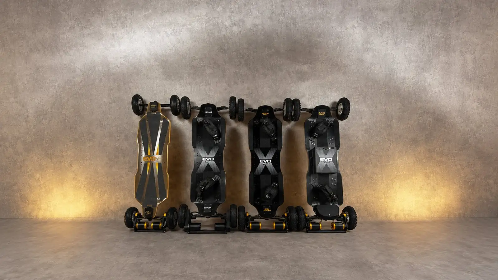 New Evo-Spirit 2026 range: NEXUS, Xplorer V2 Pro, NEXUS Pro and AXIS Pro aligned in the studio