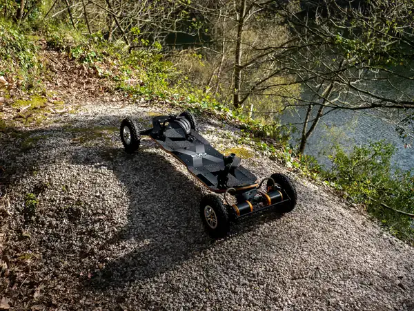NEXUS Pro 2026 Evo-Spirit gear drive mountainboard by a pond