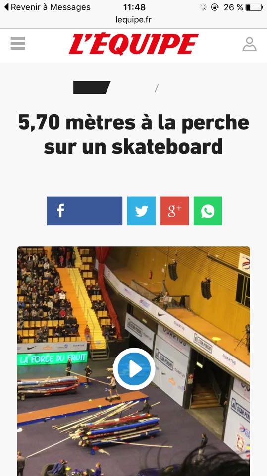 5,70 mètres à la perche sur un skateboard électrique L'équipe