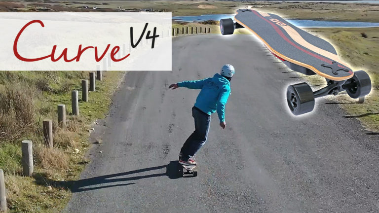 Curve v4 - Longboard électrique puissant, double moteur, plateau flex et batterie interchangeable